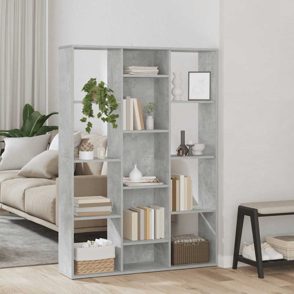 vidaXL Raumteiler/Bücherregal Betongrau 100x24x140 cm Holzwerkstoff