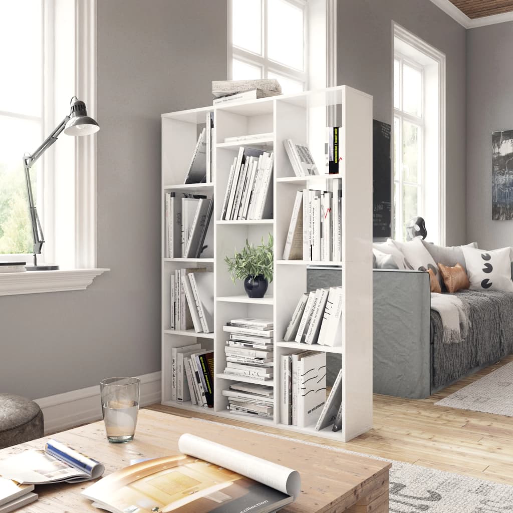 

vidaXL Kamerscherm/boekenkast 100x24x140 cm bewerkt hout hoogglans wit