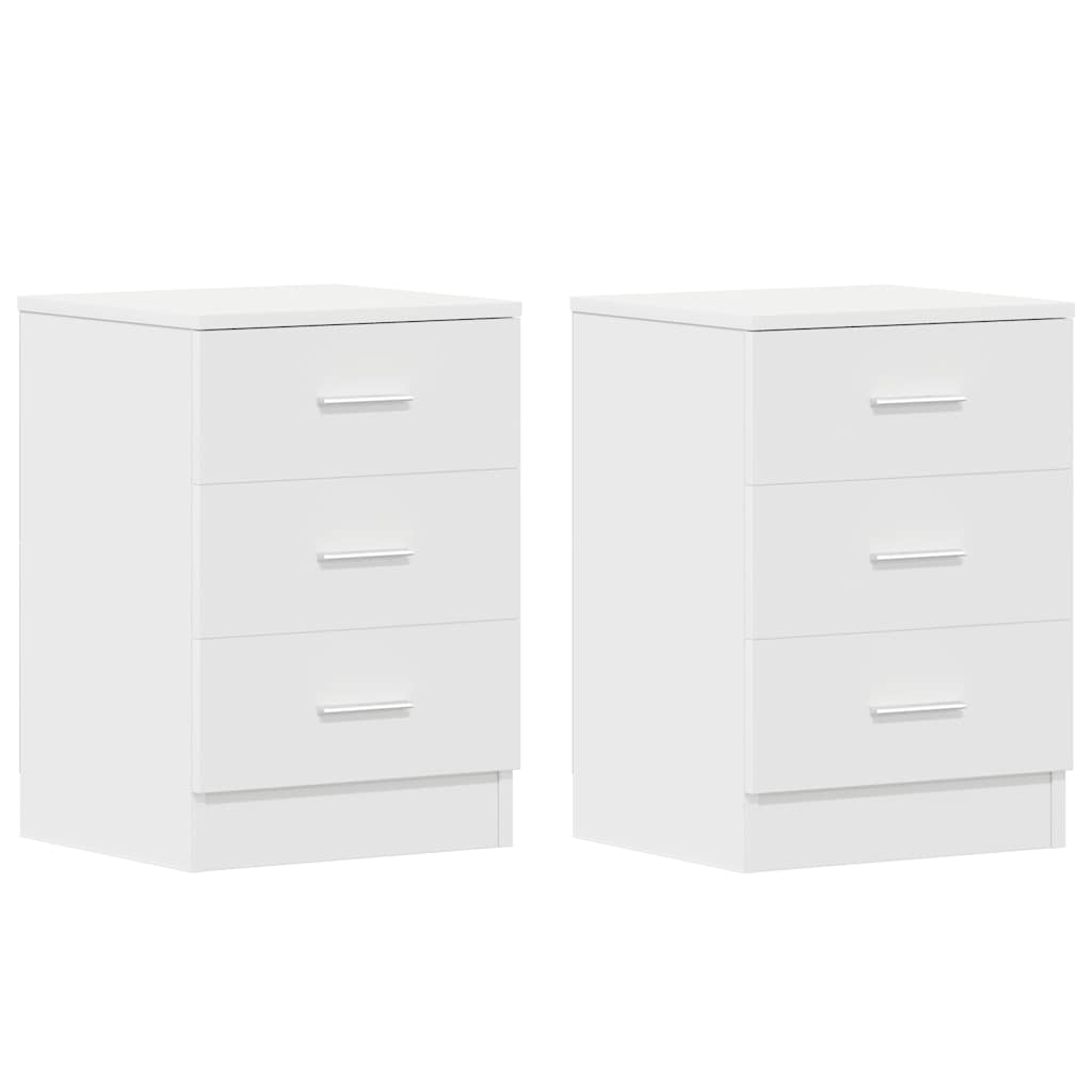 vidaXL Nachtkastjes 2 st 38x35x56 cm bewerkt hout wit afbeelding