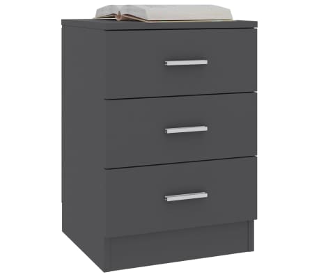 vidaXL Naktinė spintelė, pilkos spalvos, 38x35x56cm, MDP