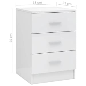 Noční stolek bílý s vysokým leskem 38 x 35 x 56 cm dřevotříska - obrázek 6