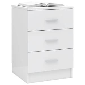 vidaXL Comodino Bianco Lucido 38x35x56 cm in Legno Multistrato