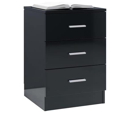 vidaXL Nattbord h&oslash;yglans svart 38x35x56 cm konstruert tre