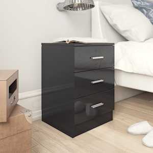 vidaXL Κομοδίνα 2 τεμ. Γυαλιστερό Μαύρο 38x35x56 εκ. από Μοριοσανίδα