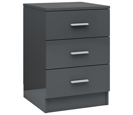 Vidaxl Bedside Cabinet High Gloss Grey 38x35x65 Cm Chipboard