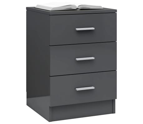 vidaXL Naktinė spintelė, pilkos spalvos, 38x35x56cm, MDP