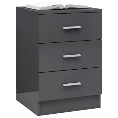 Vidaxl Bedside Cabinet High Gloss Grey 38x35x65 Cm Chipboard