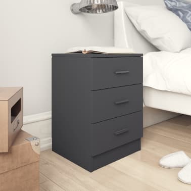 Vidaxl Bedside Cabinet High Gloss Grey 38x35x65 Cm Chipboard