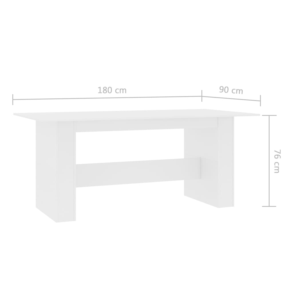 Fehér forgácslap étkezőasztal 180 x 90 x 76 cm 