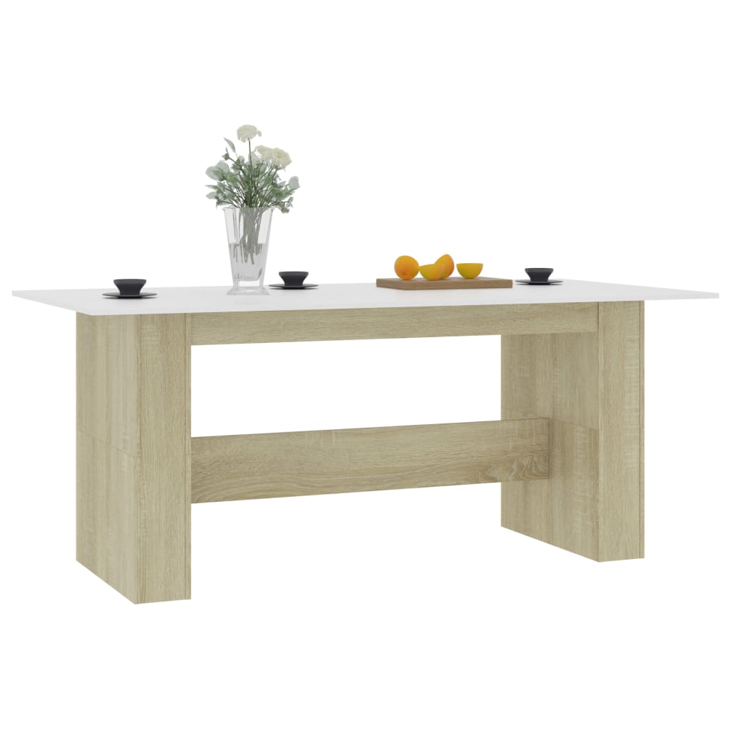 

vidaXL Eettafel 180x90x76 cm spaanplaat wit en sonoma eikenkleurig