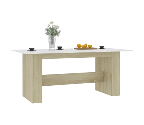 vidaXL Mesa de comedor aglomerado blanco y roble Sonoma 180x90x76 cm