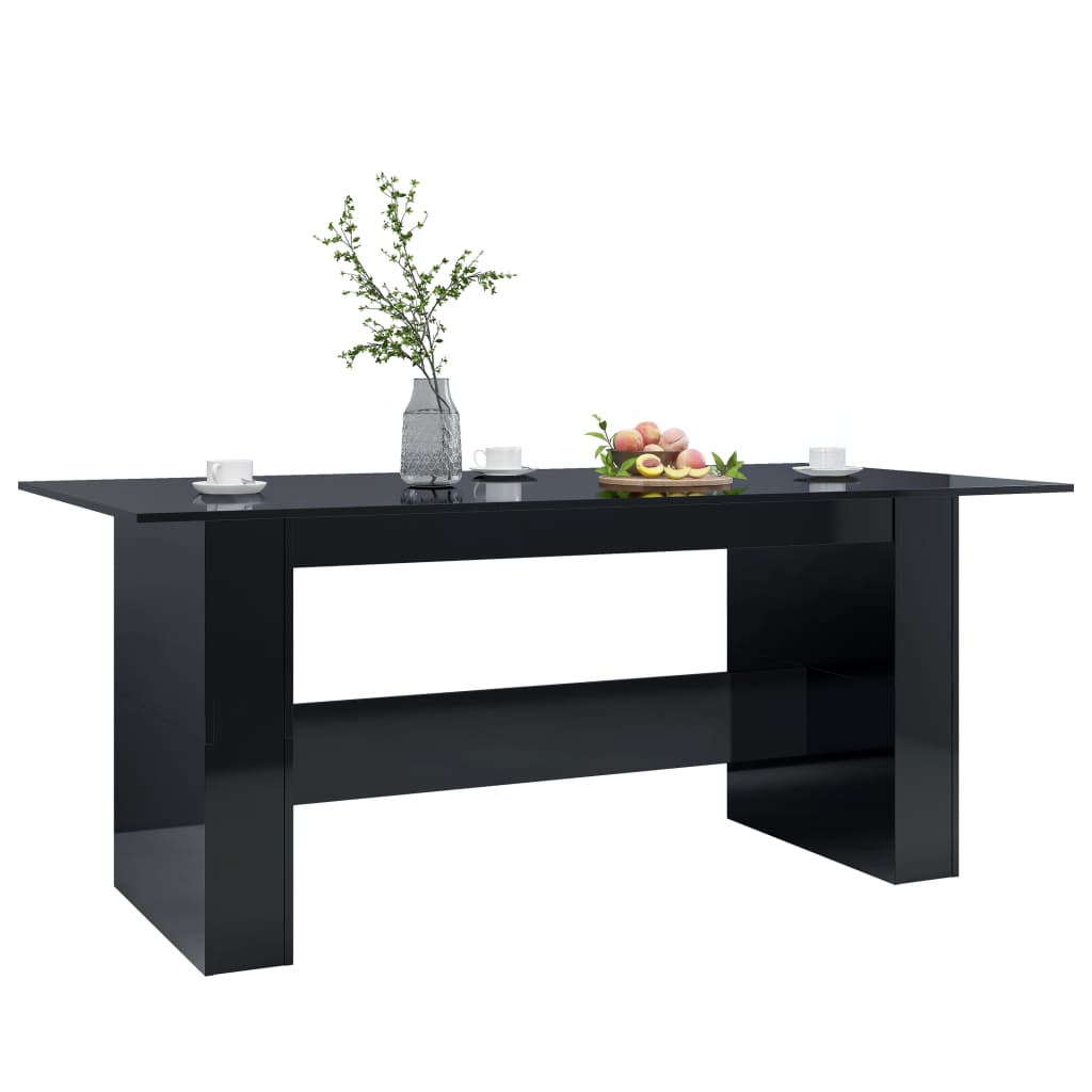 

vidaXL Eettafel 180x90x76 cm spaanplaat hoogglans zwart