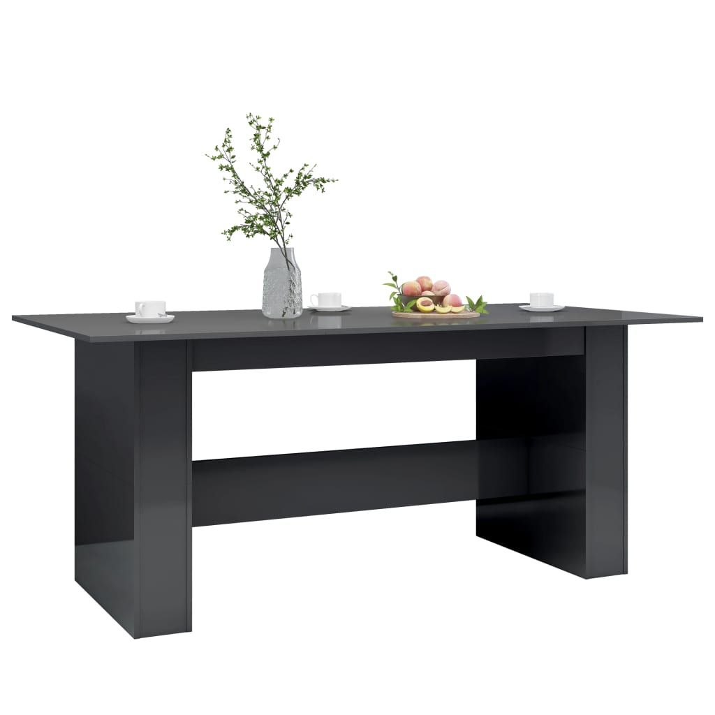 vidaXL Jídelní stůl šedý s vysokým leskem 180 x 90 x 76 cm dřevotříska