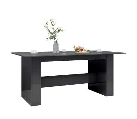 vidaXL Table de salle à manger Gris brillant 180x90x76 cm Aggloméré