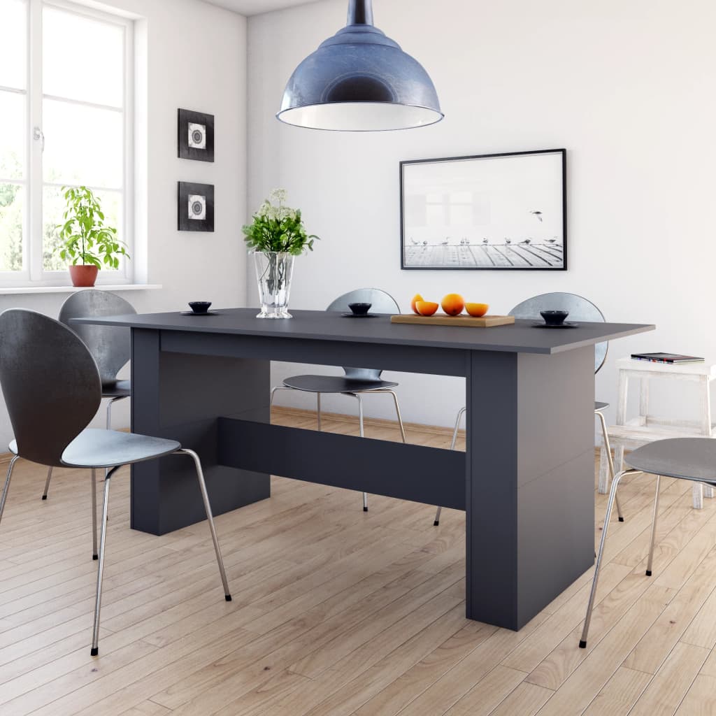 Blagovaonski stol visoki sjaj sivi 180 x 90 x 76 cm iverica