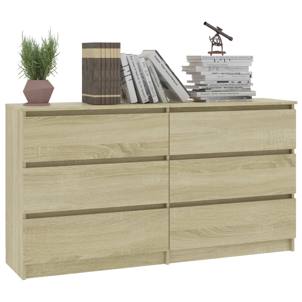 

vidaXL Dressoir 140x35x76 cm bewerkt hout sonoma eikenkleurig