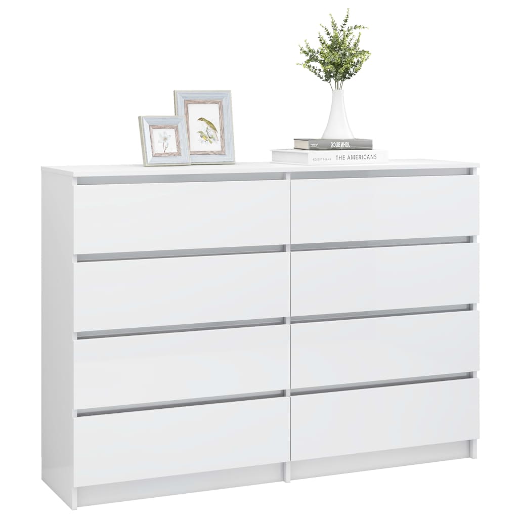 vidaXL Buffet Blanc brillant 140 x 35 x 99 cm Aggloméré