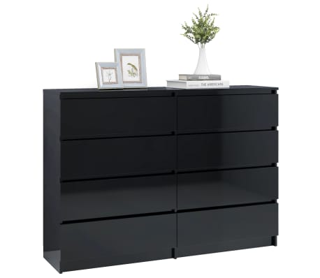 vidaXL Buffet Noir brillant 140 x 35 x 99 cm Aggloméré