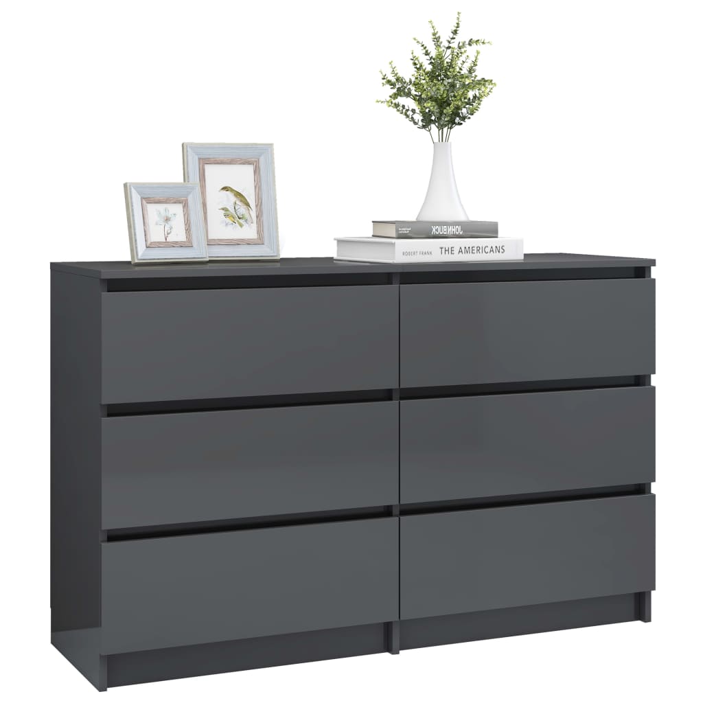 vidaXL Buffet Gris brillant 120 x 35 x 76 cm Aggloméré