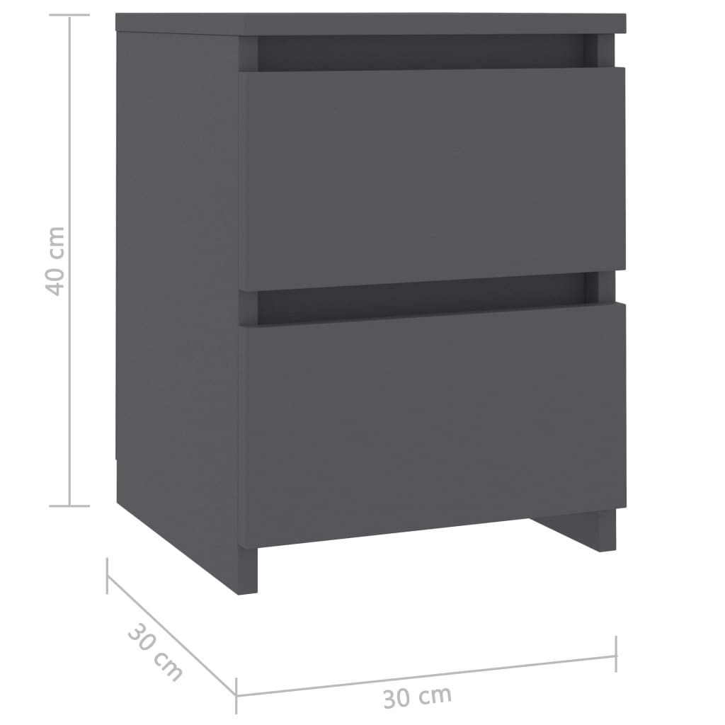 Nachttisch Grau 30×30×40 cm Spanplatte