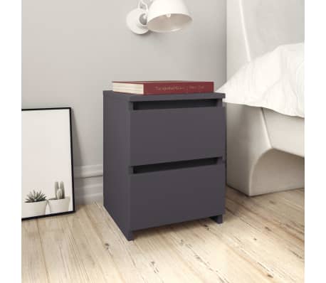 Vidaxl Bedside Cabinets 2 Pcs Grey 30x30x40 Cm Chipboard Vidaxl