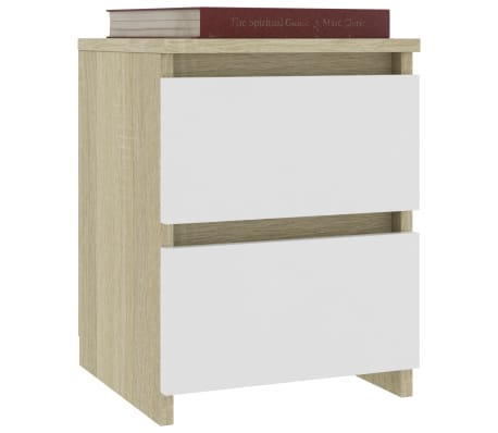 vidaXL Nakt. spintelės, 2vnt., balt. ir son. ąž. sp., 30x30x40cm, MDP