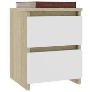 vidaXL Nakt. spintelės, 2vnt., balt. ir son. ąž. sp., 30x30x40cm, MDP