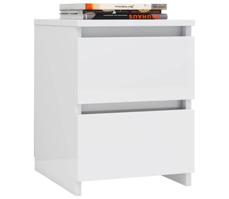 vidaXL Naktinė spintelė, balta, 30x30x40cm, apdirbta mediena, blizgi