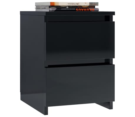 vidaXL Naktinė spintelė, juodos spalvos, 30x30x40cm, MDP, labai blizgi