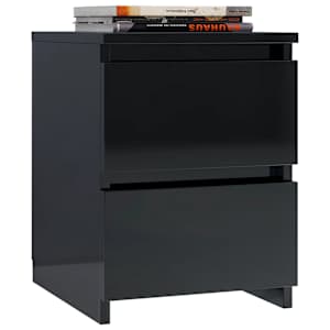 vidaXL Κομοδίνα 2 τεμ. Γυαλιστερό Μαύρο 30x30x40 εκ. από Μοριοσανίδα