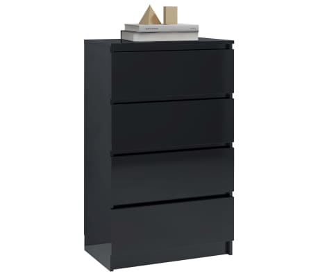 vidaXL Buffet Noir brillant 60x35x98,5 cm Bois d'ingénierie