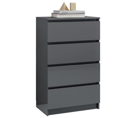 vidaXL Šoninė spintelė, pilkos spalvos, 60x35x98,5 cm, mediena, blizgi