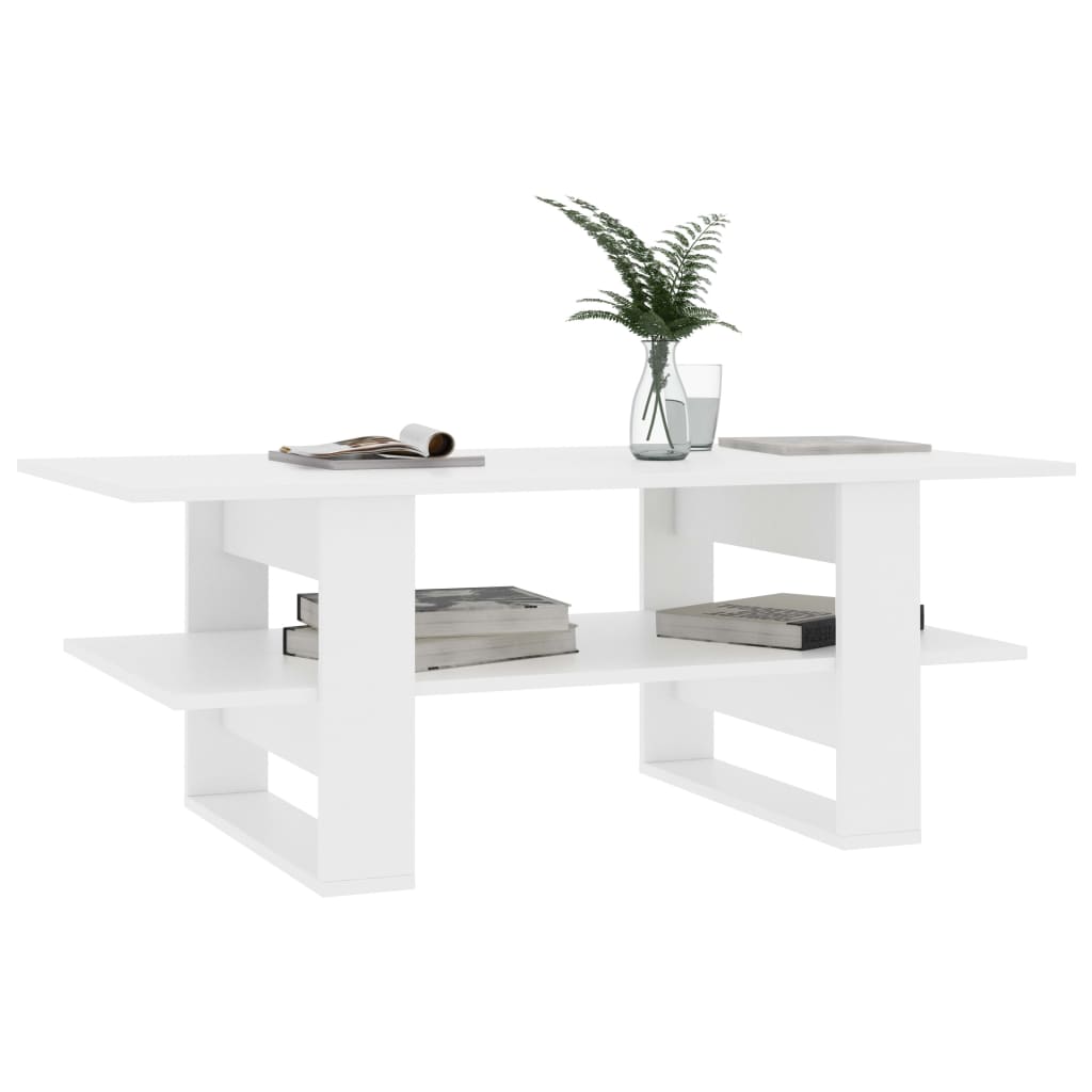 vidaXL Mesa de centro madera contrachapada blanco 110x55x42 cm