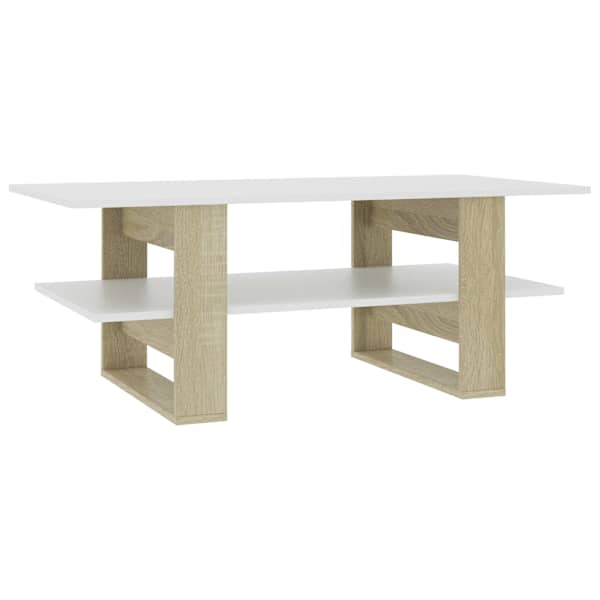 vidaXL kohvilaud, valge ja Sonoma tamm 110 x 55 x 42 cm puitlaastplaat