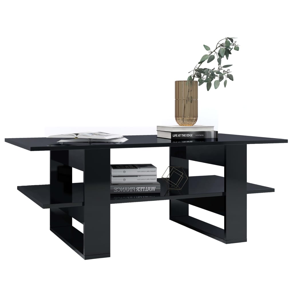 vidaXL Coffee Table High Gloss Black 110x55x42 cm Engineered Wood