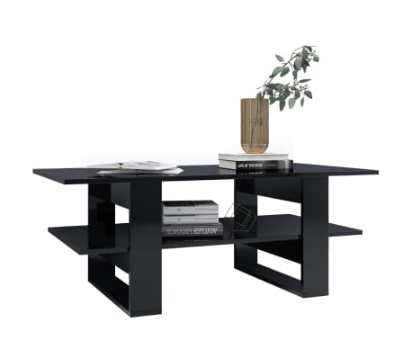 vidaXL Konferenční stolek černý vysoký lesk 110 x 55 x 42 cm dřevotříska