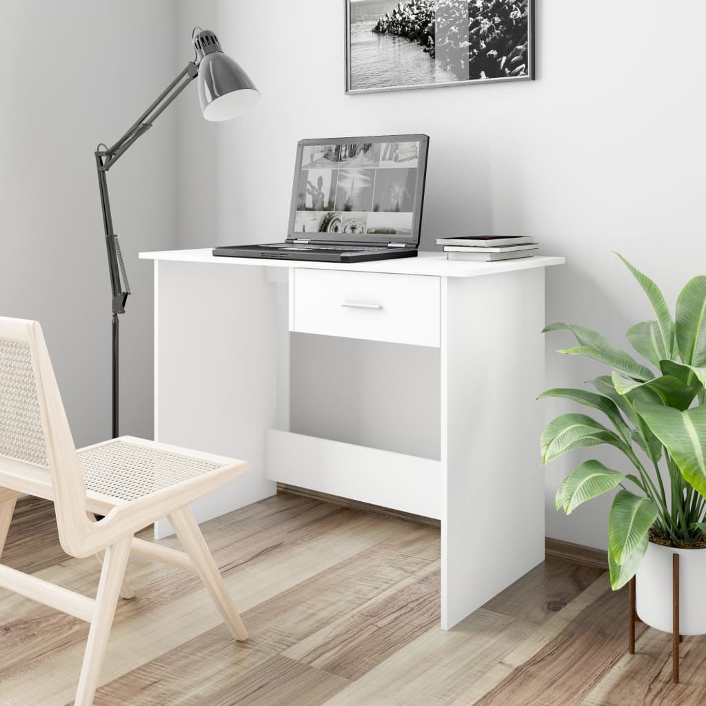 Schreibtisch Hochglanz-Weiß 100×50×76 cm Spanplatte