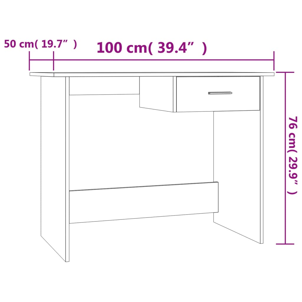 imagem de vidaXL Secretária 100x50x76 cm contraplacado cinzento cimento8