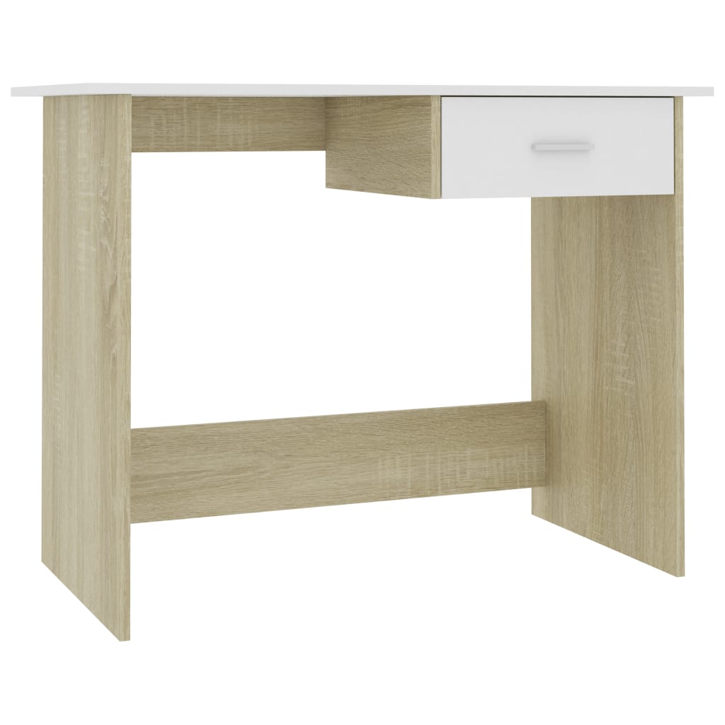 

vidaXL Desk White and Sonoma Oak 39.4"x19.7"x29.9" Engineered Wood