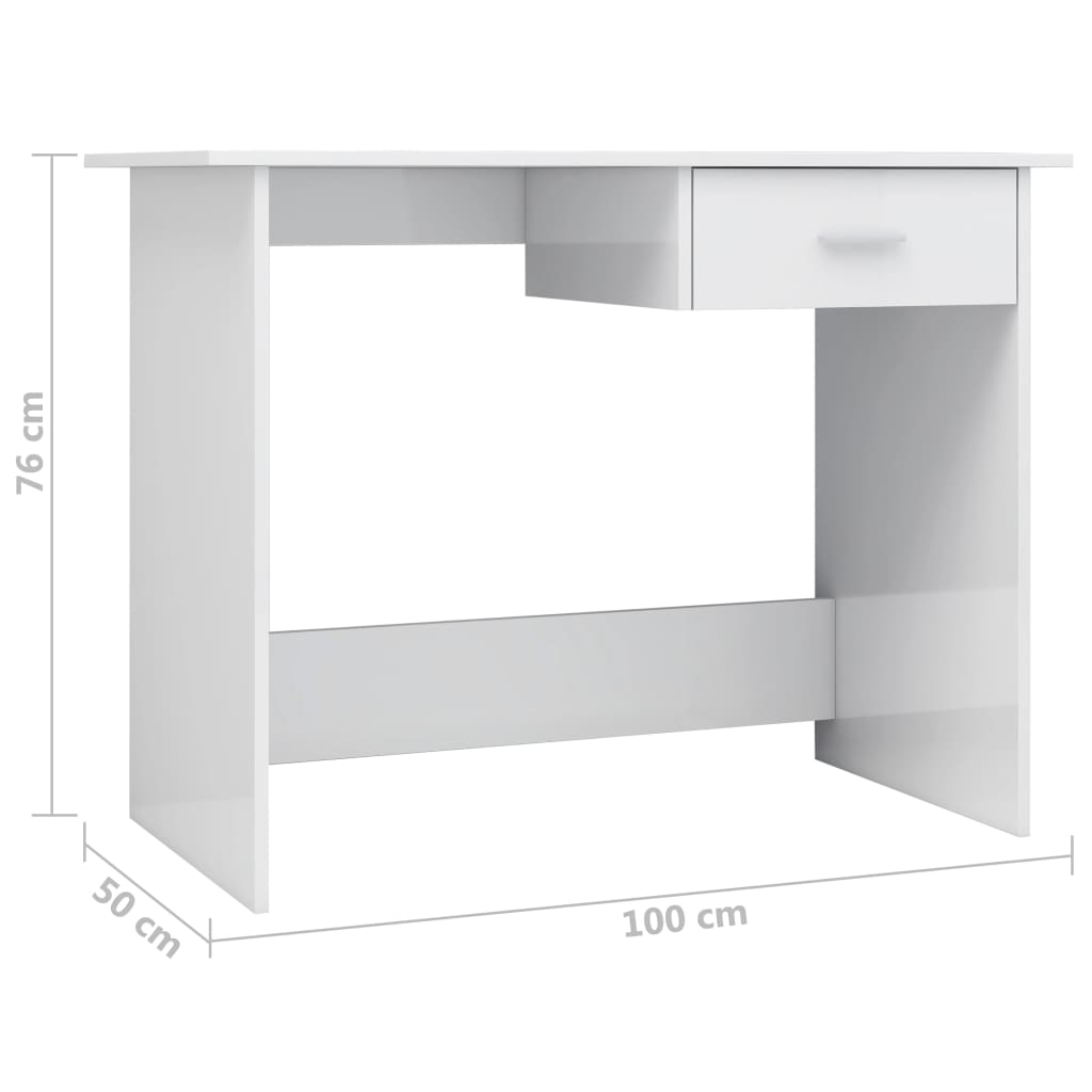 Schreibtisch Hochglanz-Weiß 100×50×76 cm Spanplatte