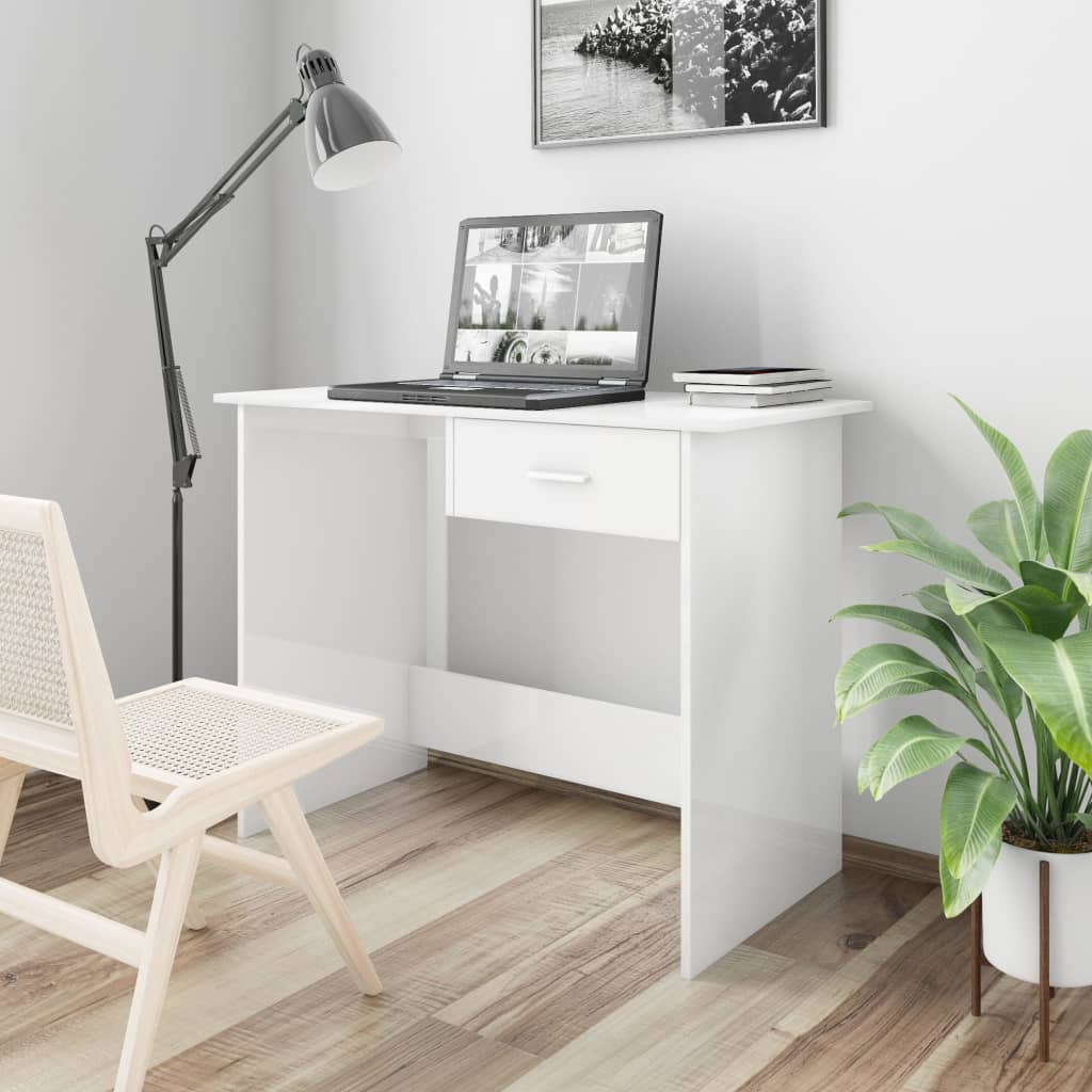 Schreibtisch Hochglanz-Weiß 100×50×76 cm Holzwerkstoff-1