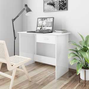 Psací stůl bílý s vysokým leskem 100x50x76 cm kompozitní dřevo - obrázek 1