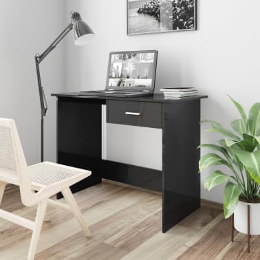 Vidaxl Desk High Gloss Black 100x50x76 Cm Chipboard Vidaxl Com Au