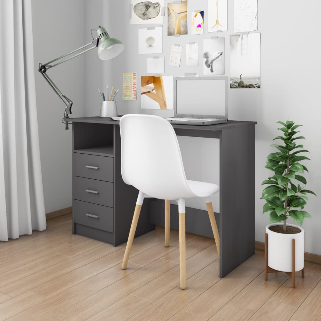 Schreibtisch mit Schubladen Grau 110×50×76 cm Spanplatte