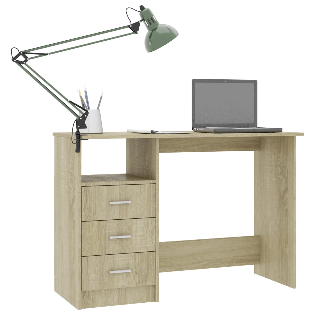 

vidaXL Bureau met lades 110x50x76 cm spaanplaat sonoma eikenkleurig