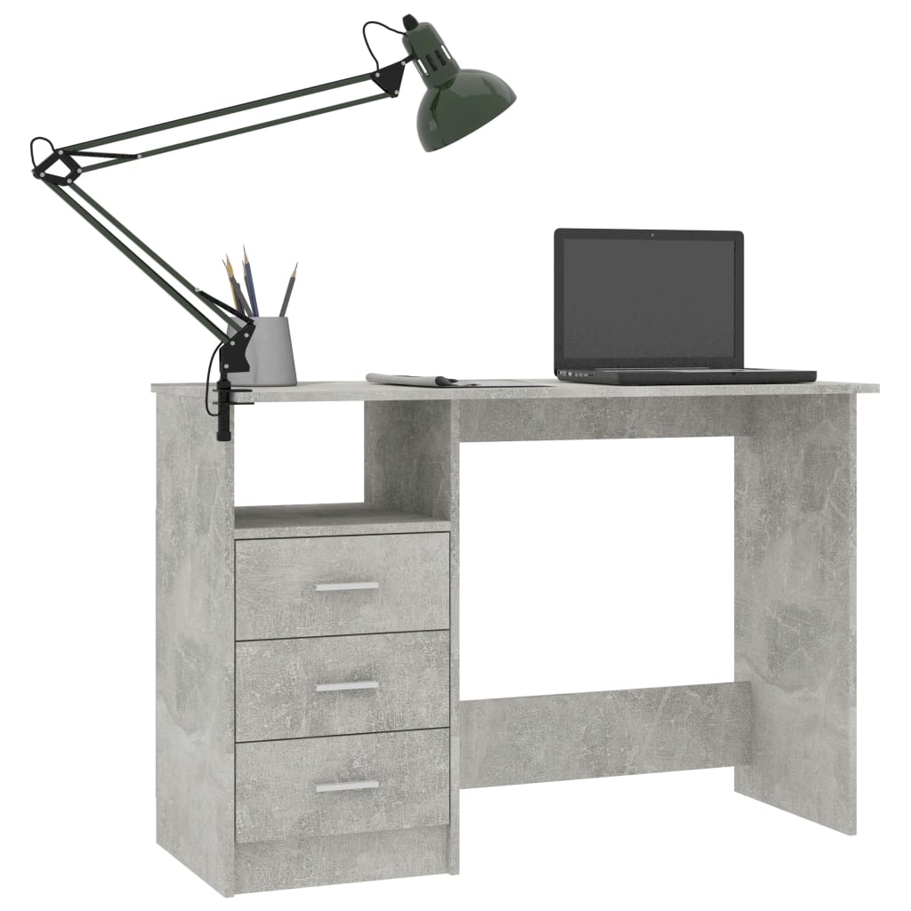 

vidaXL Bureau met lades 110x50x76 cm spaanplaat betongrijs