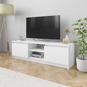 TV stolek bílý 120 x 30 x 35,5 cm dřevotříska - obrázek 1