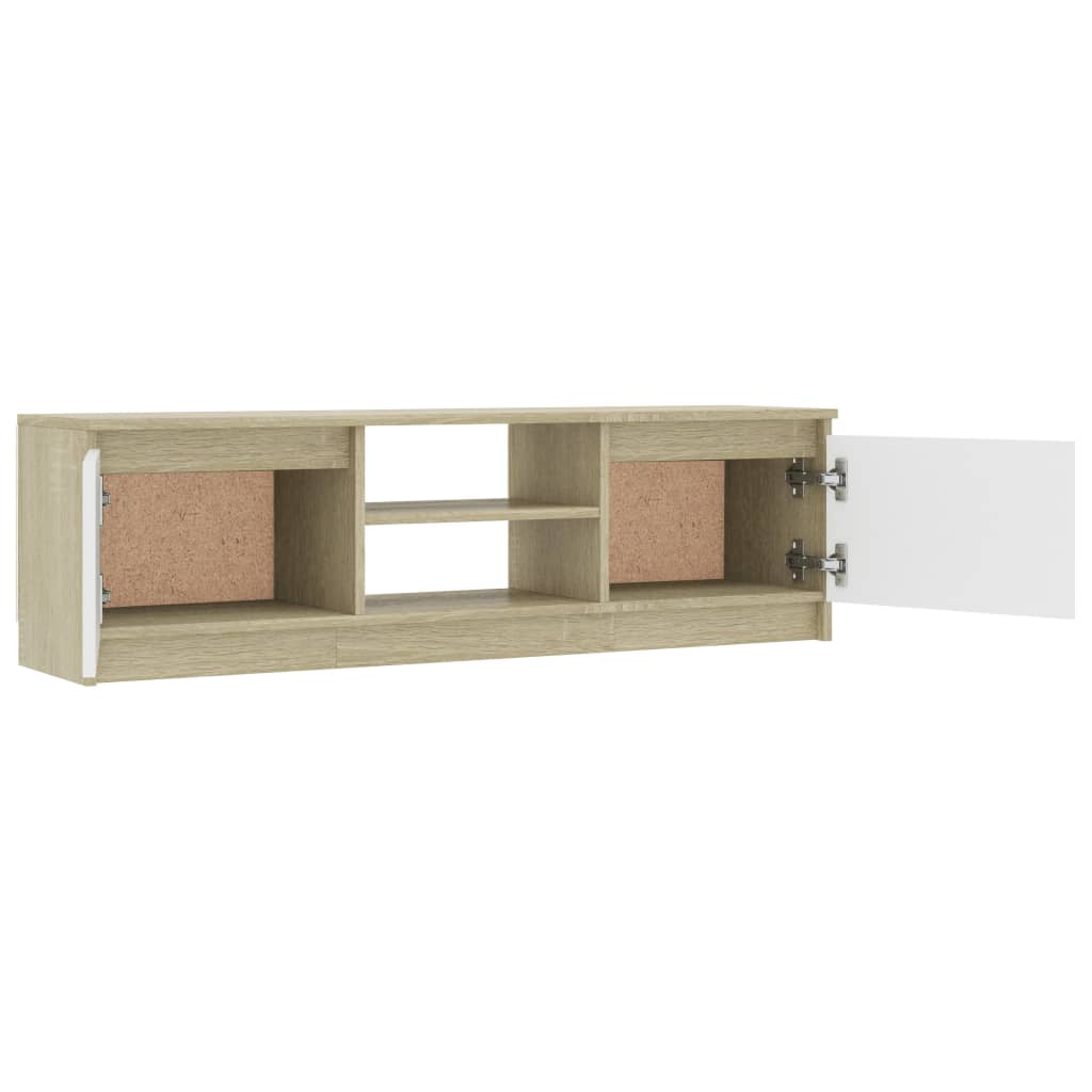 vidaXL TV Cabinet White and Sonoma Oak 47.2"x11.8"x13.9" Chipboard