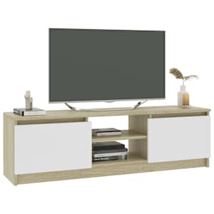vidaXL TV-benk hvit og sonoma eik 120x30x35,5 cm konstruert tre