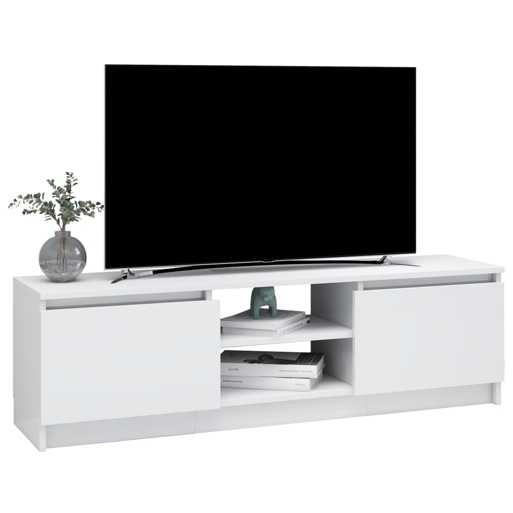 Meuble TV Blanc brillant 120x30x35,5 cm Aggloméré | meublestv.fr 4